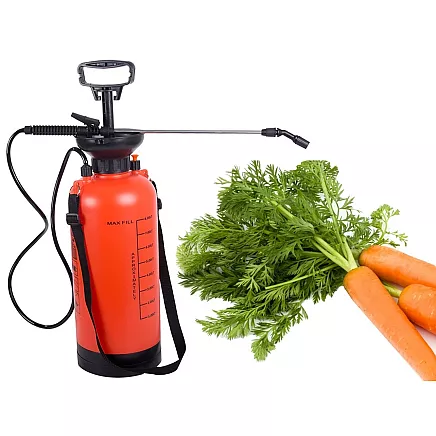 Rokas spiediena dārza smidzinātājs ar garu lance, 8L, siksna, oranžs