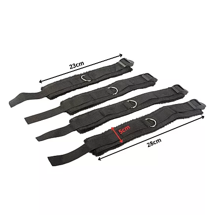 HANDCUFFS BDSM BED HARNESS SET FOR COUPLES ADJUSTABLE STRAPS BLACK