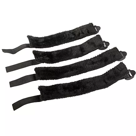 HANDCUFFS BDSM BED HARNESS SET FOR COUPLES ADJUSTABLE STRAPS BLACK