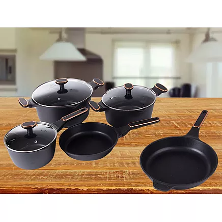 Set of pots saucepans induction gas non stick premium 8 elements