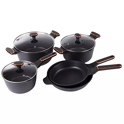 Set of pots saucepans induction gas non stick premium 8 elements