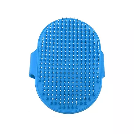 Mīksta masāžas suka suņiem un kaķiem, spalvas un pavilnas ķemme, zila