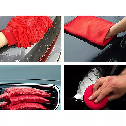 CAR DETAILING KIT BRUSHES PADS ORGANISER BAG