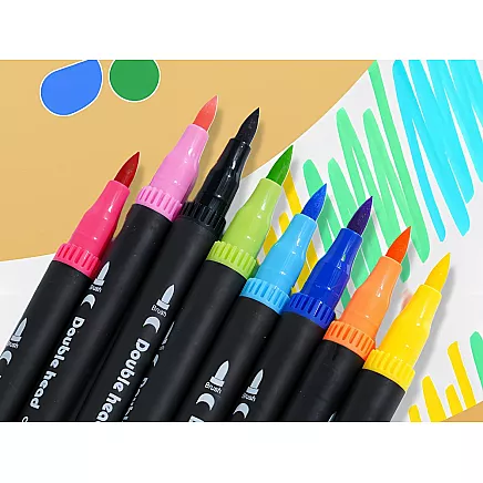 MARKER PEN SET 100 COLOURS WATERCOLOUR MARKERS DOUBLE-SIDED + CASE