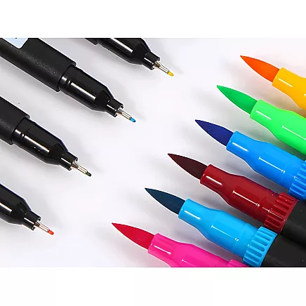 MARKER PEN SET 100 COLOURS WATERCOLOUR MARKERS DOUBLE-SIDED + CASE