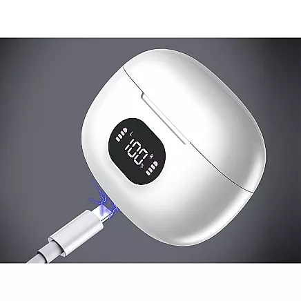 Bluetooth bezvadu austiņas ar uzlādes korpusu un mikrofonu