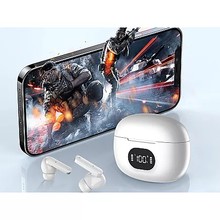 Bluetooth bezvadu austiņas ar uzlādes korpusu un mikrofonu