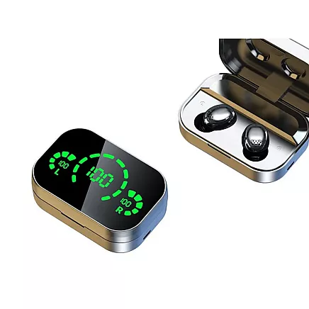 Bluetooth bezvadu austiņas ar LED uzlādes korpusu