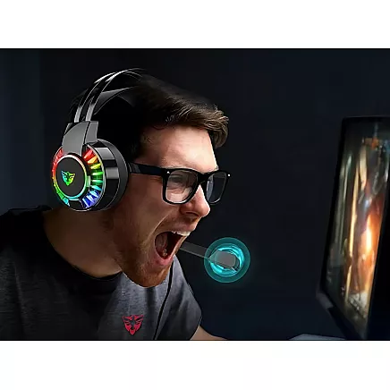 Gaming headphones 7.1 rgb wired in-ear led with microphone