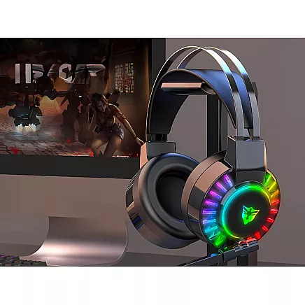 Gaming headphones 7.1 rgb wired in-ear led with microphone