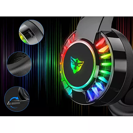 Gaming headphones 7.1 rgb wired in-ear led with microphone