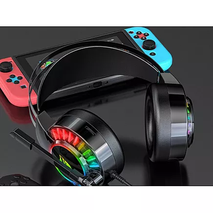 Gaming headphones 7.1 rgb wired in-ear led with microphone
