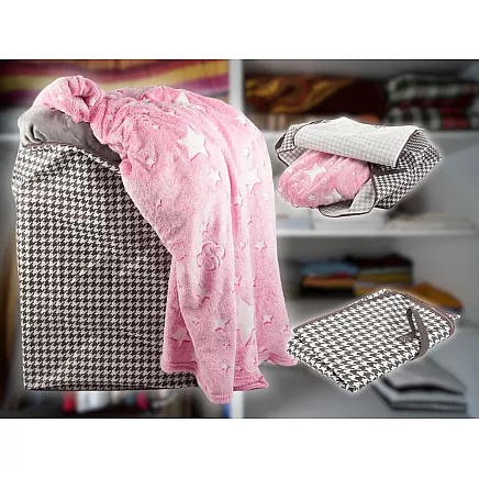 Auduma organizators drēbēm 180L, salokāma uzglabāšanas kaste gultasveļai, melnbalts