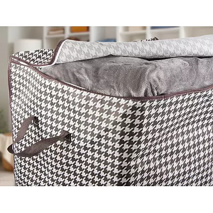 Auduma organizators drēbēm 180L, salokāma uzglabāšanas kaste gultasveļai, melnbalts