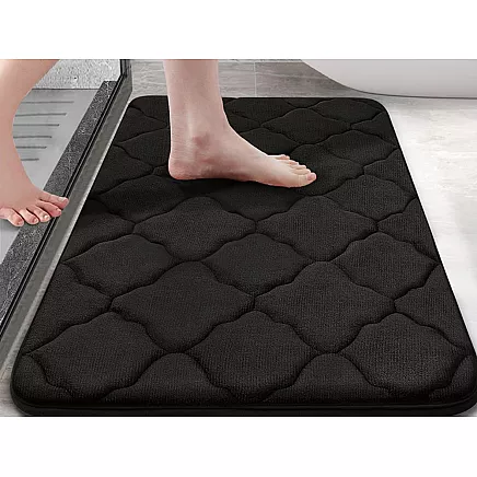 Bathroom rug black soft water absorbent anti-slip memory foam