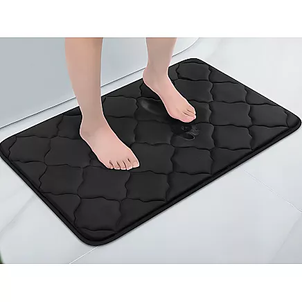 Bathroom rug black soft water absorbent anti-slip memory foam