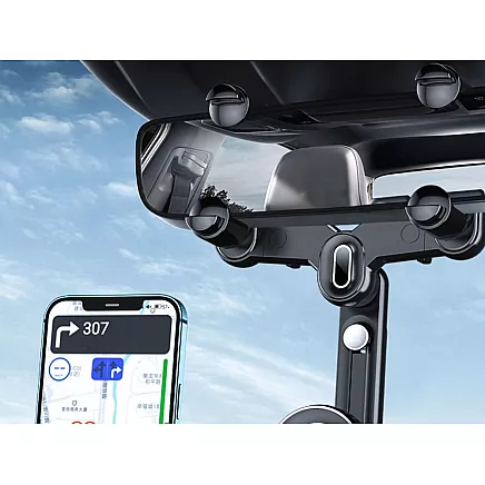 Car holder for the rear view mirror rotatable phone holder