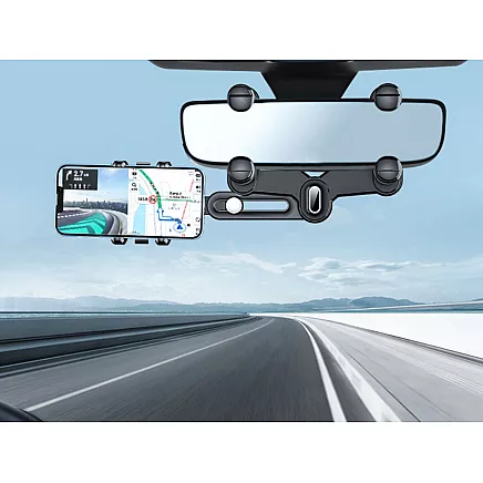 Car holder for the rear view mirror rotatable phone holder