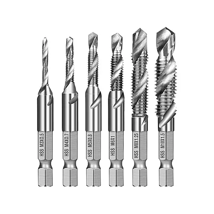 M3-10m hex tapping drill bits hss tapping set 6 pcs