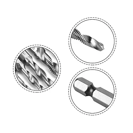 M3-10m hex tapping drill bits hss tapping set 6 pcs