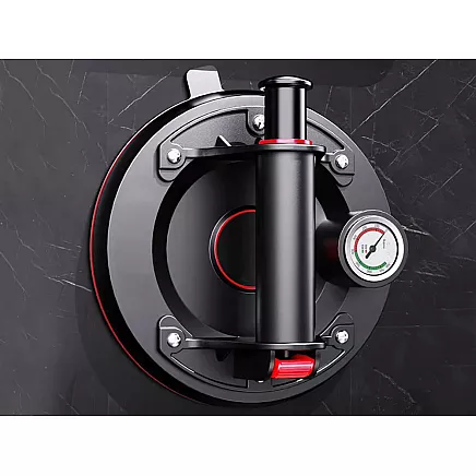 Vakuuma piesūceknis ar sūkni un manometru flīzēm un stiklam, 200 kg, melns