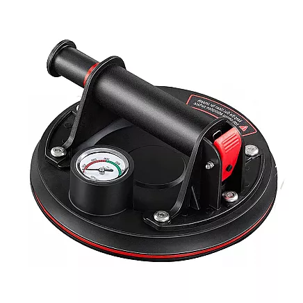 Vakuuma piesūceknis ar sūkni un manometru flīzēm un stiklam, 200 kg, melns