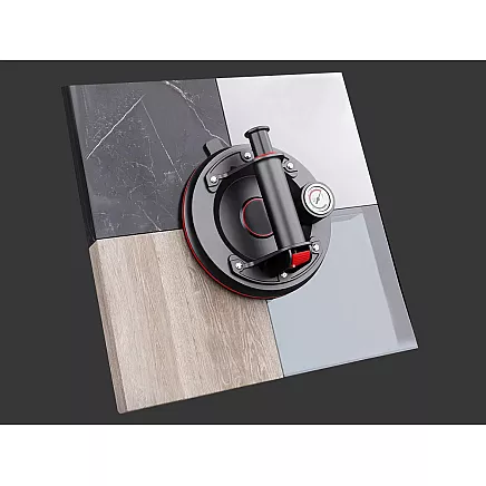 Vakuuma piesūceknis ar sūkni un manometru flīzēm un stiklam, 200 kg, melns