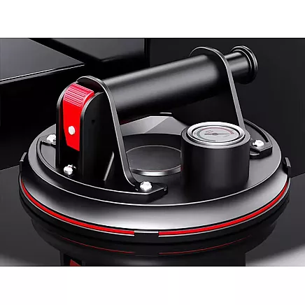 Vakuuma piesūceknis ar sūkni un manometru flīzēm un stiklam, 200 kg, melns