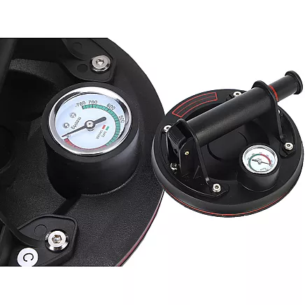 Vakuuma piesūceknis ar sūkni un manometru flīzēm un stiklam, 200 kg, melns