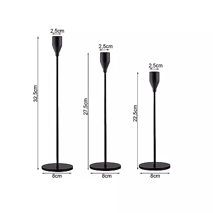 Candle holders glamour metal set decorative table set 3 pcs