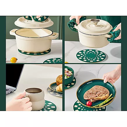 2pcs pots and pans silicone stovetop saucer tray