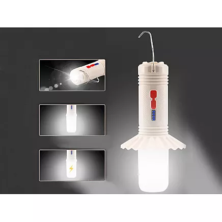 Daudzfunkcionāla LED kempinga lampa ar powerbank funkciju, uzlādējama