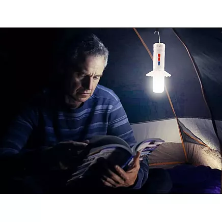 Daudzfunkcionāla LED kempinga lampa ar powerbank funkciju, uzlādējama