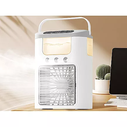 Desk fan with water humidifier usb rgb led 3 speed levels