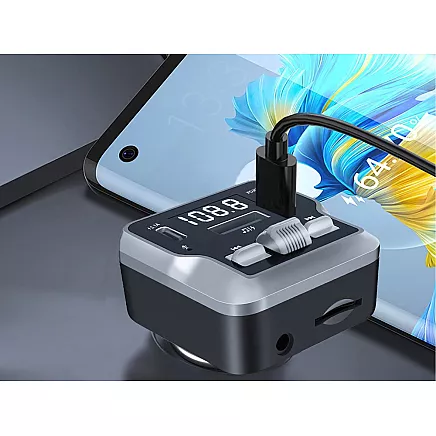 FM transmiteris ar brīvroku sistēmu, Bluetooth 5.3, USB-C un USB-A lādētājs