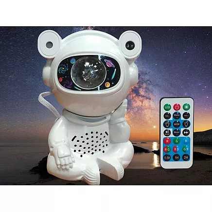 Zvaigžņu projektors Astronauts, naktslampiņa bērniem ar pulti un Bluetooth