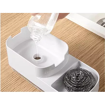 Dishwashing liquid dispenser for kitchen sink, sponge dispenser