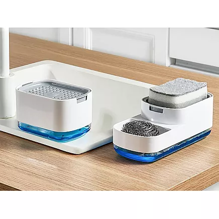 Dishwashing liquid dispenser for kitchen sink, sponge dispenser