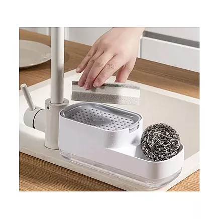 Dishwashing liquid dispenser for kitchen sink, sponge dispenser