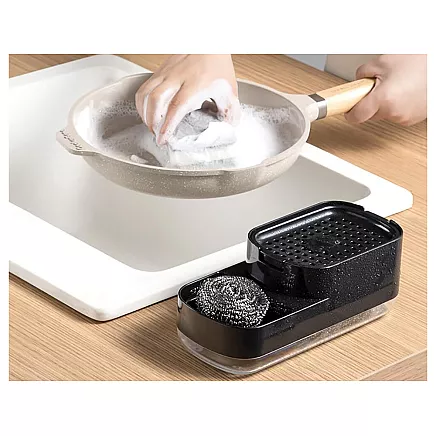 Dishwashing liquid dispenser for kitchen sink, sponge dispenser