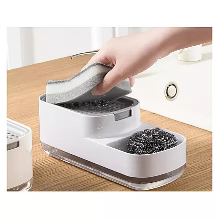 Dishwashing liquid dispenser for kitchen sink, sponge dispenser