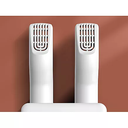 Wall-mounted shoe dryer with adhesive strips for intensive quick drying