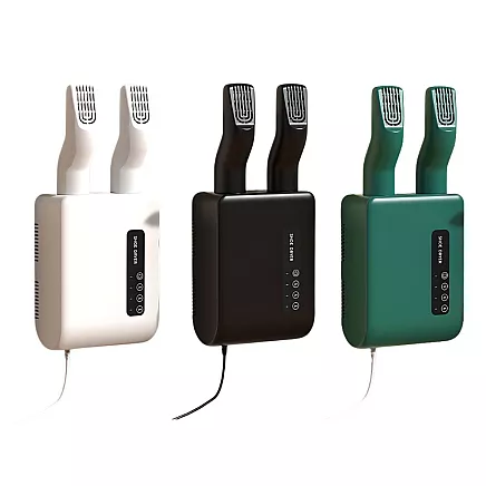 Wall-mounted shoe dryer with adhesive strips for intensive quick drying