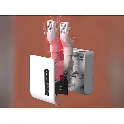 Wall-mounted shoe dryer with adhesive strips for intensive quick drying