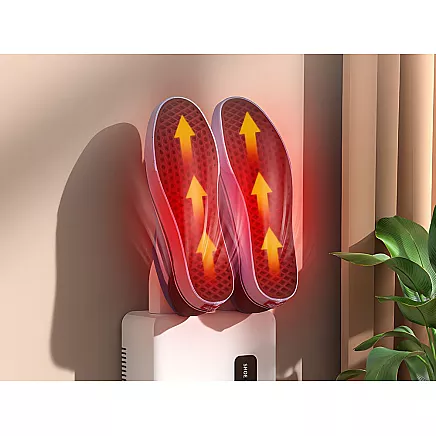 Wall-mounted shoe dryer with adhesive strips for intensive quick drying