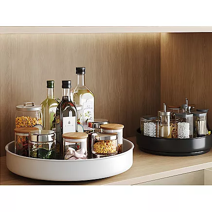 Swivel tray organiser universal tray 25cm kitchen bathroom spices white
