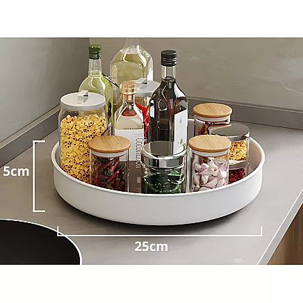 Swivel tray organiser universal tray 25cm kitchen bathroom spices white