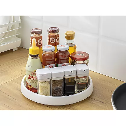 Swivel tray organiser universal tray 25cm kitchen bathroom spices white