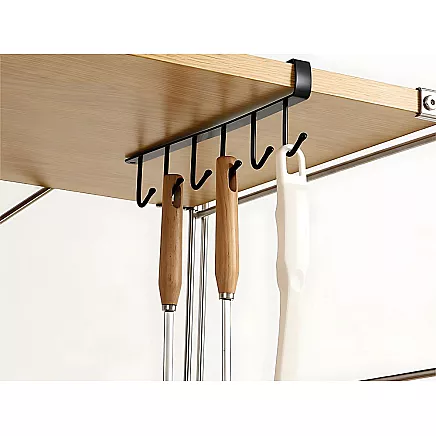 Kitchen hanging rack black metal 6 hooks for utensils hooks