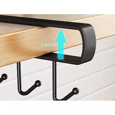 Kitchen hanging rack black metal 6 hooks for utensils hooks